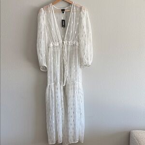 Express Sheer White Maxi Kimono